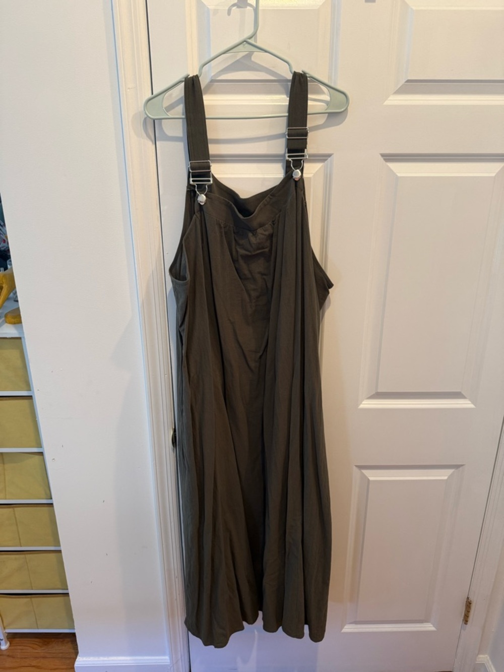 Olive Green Suspender Maxi Dress with Pockets